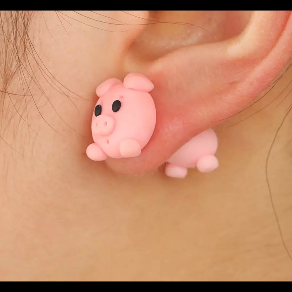 Handmade big Polymer Clay Animal Stud Earring  3D Cartoon